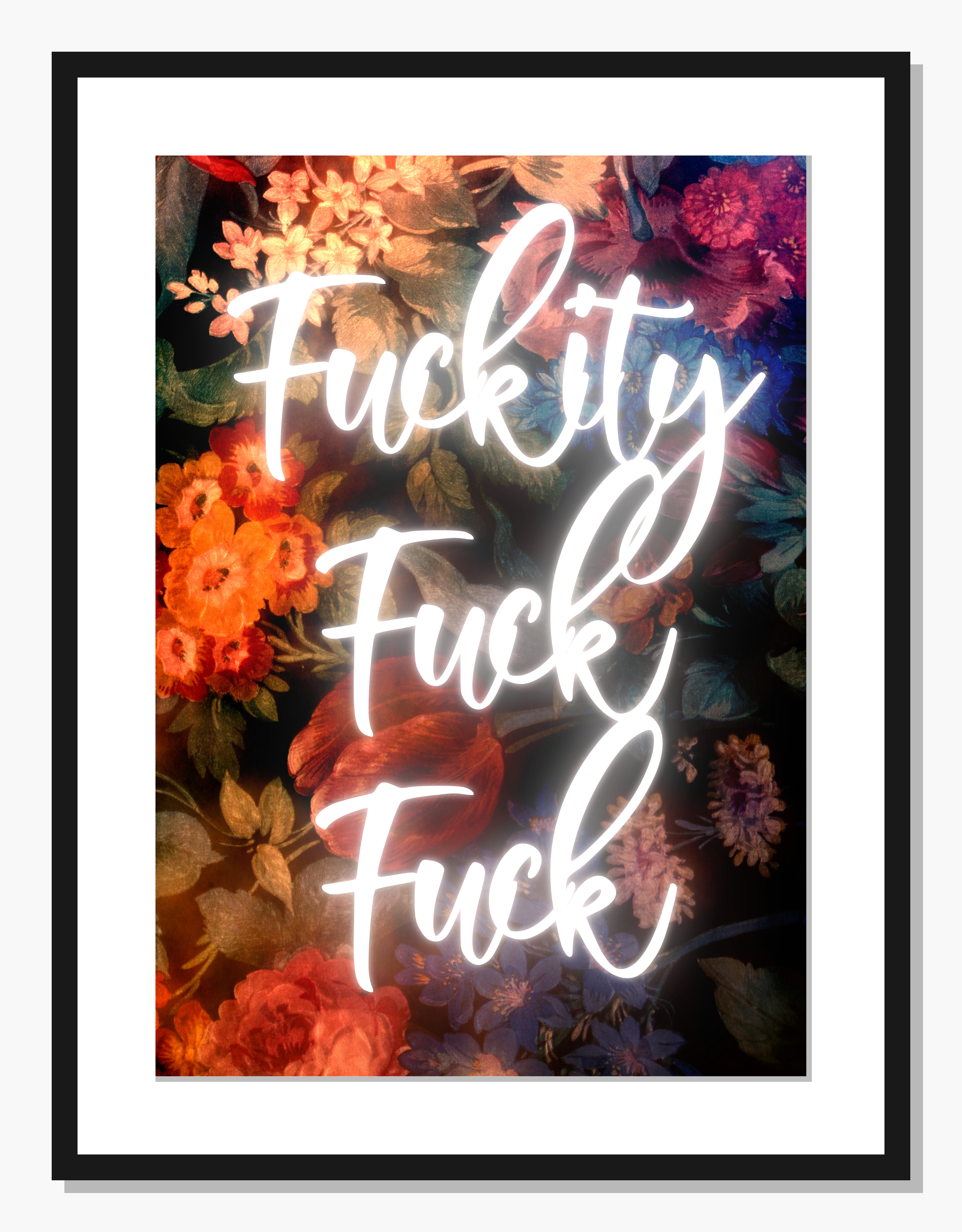 white Abstract wall art: F*ckity Blooms