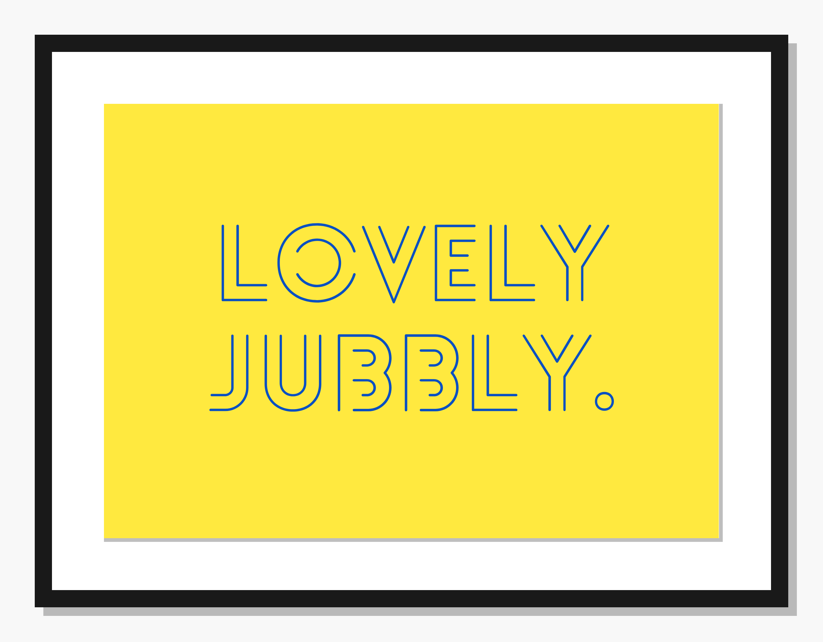 yellow Typography wall art: Lovely Jubbly 
