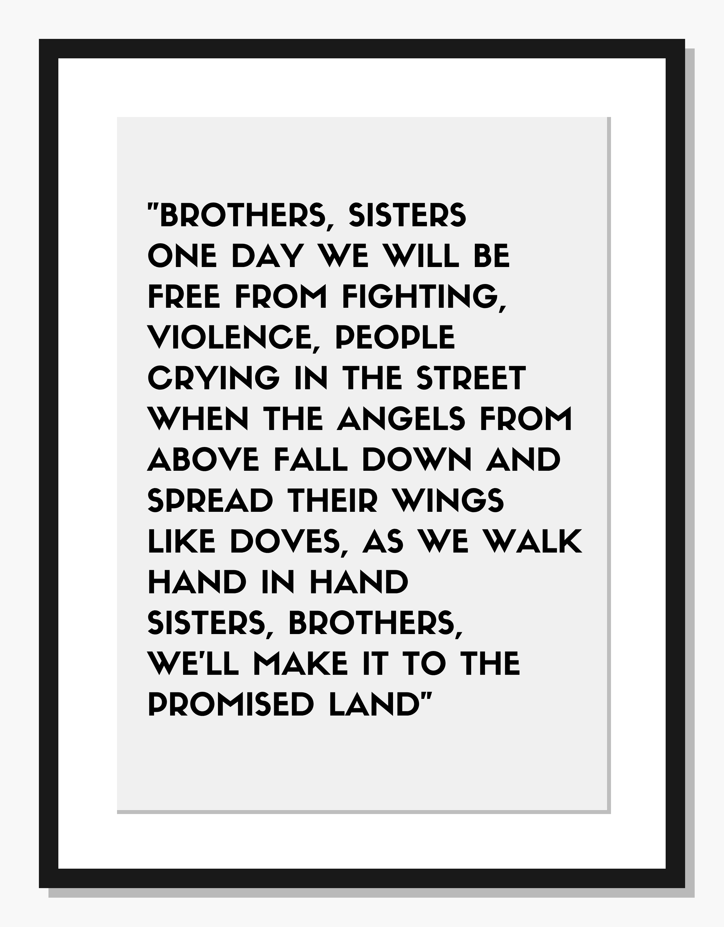 monochrome Typography wall art: Promised Land Anthem