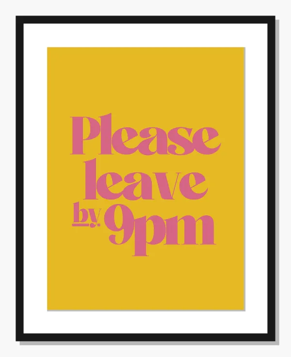 orange Typography wall art: The 9 PM Prompt